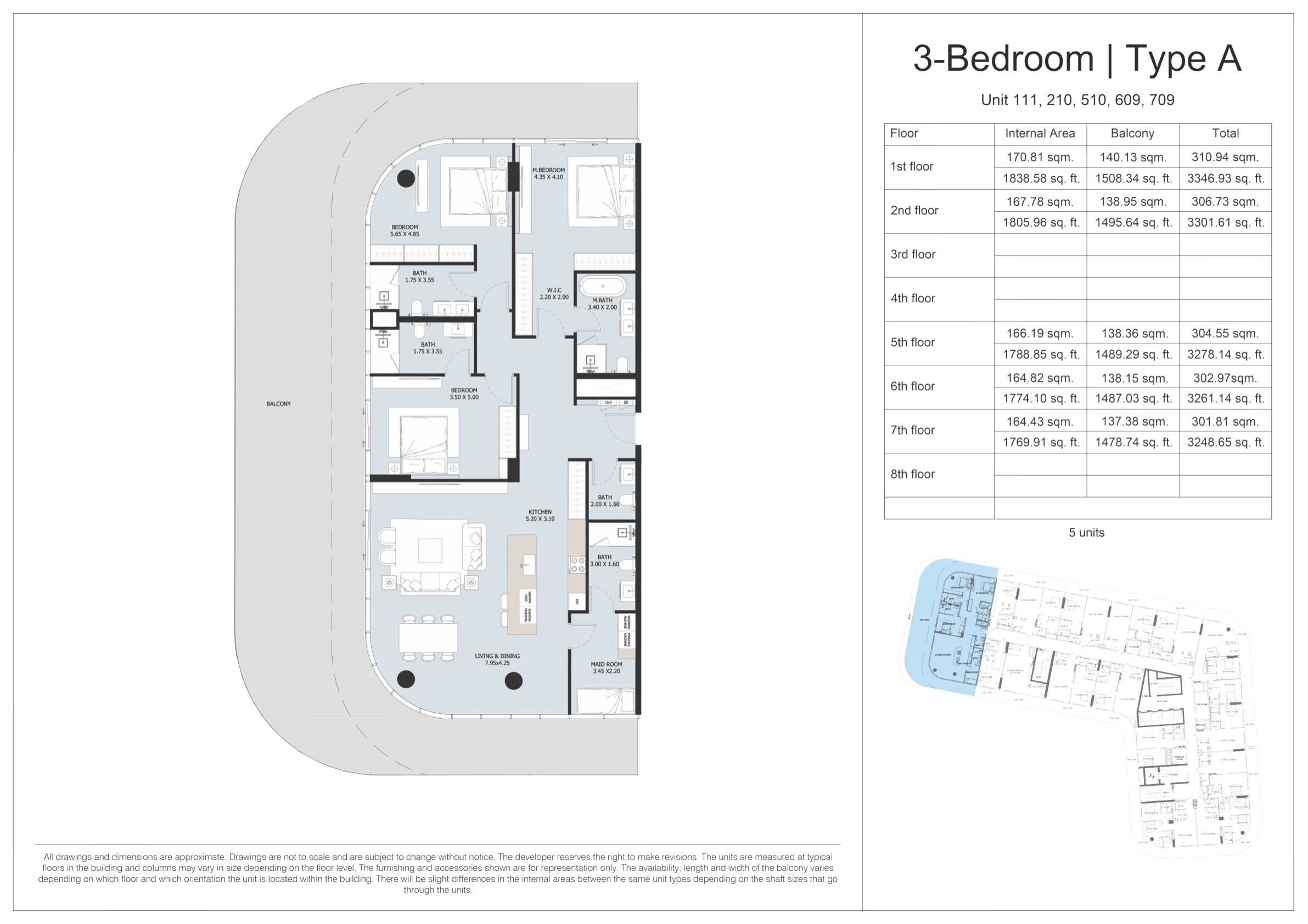 NOVAYAS Yas Island floor plan options for 3 bedroom luxury apartments in Abu Dhabi