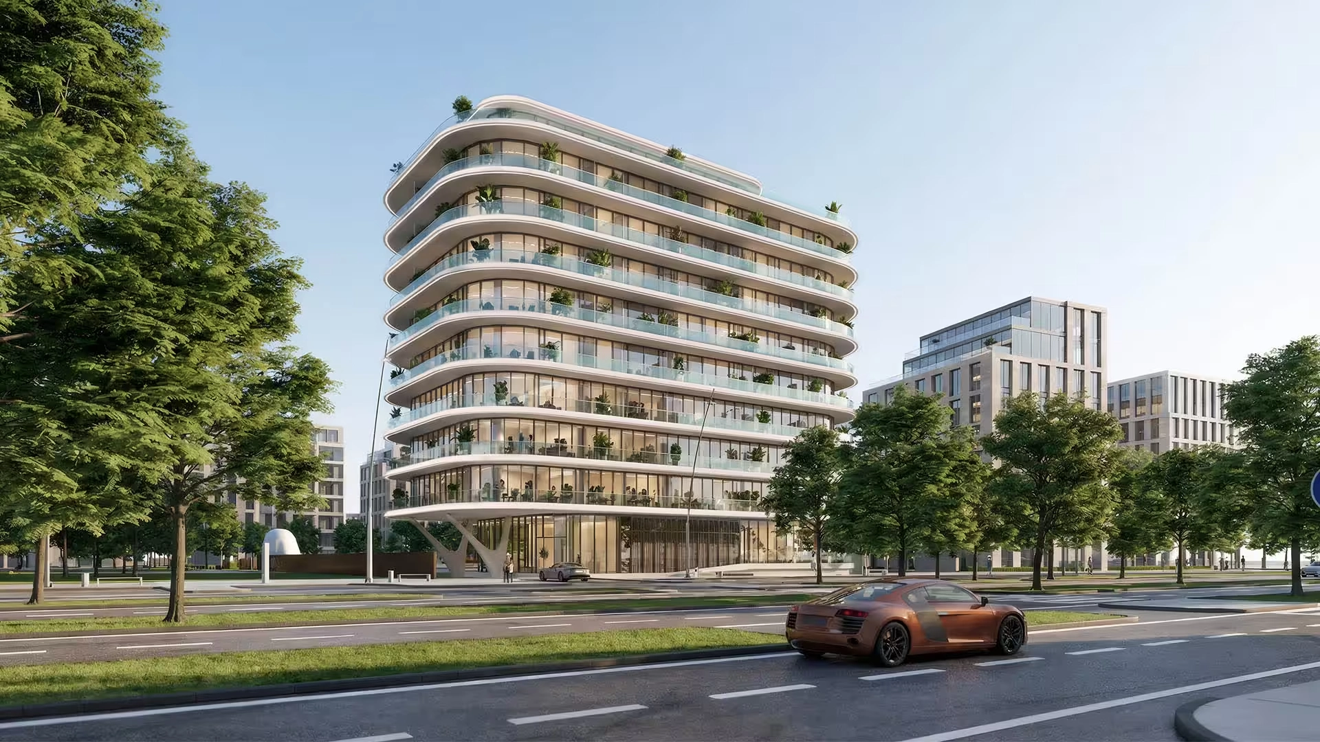 Exterior view of NOVAYAS Yas Island luxury residential building in Abu Dhabi